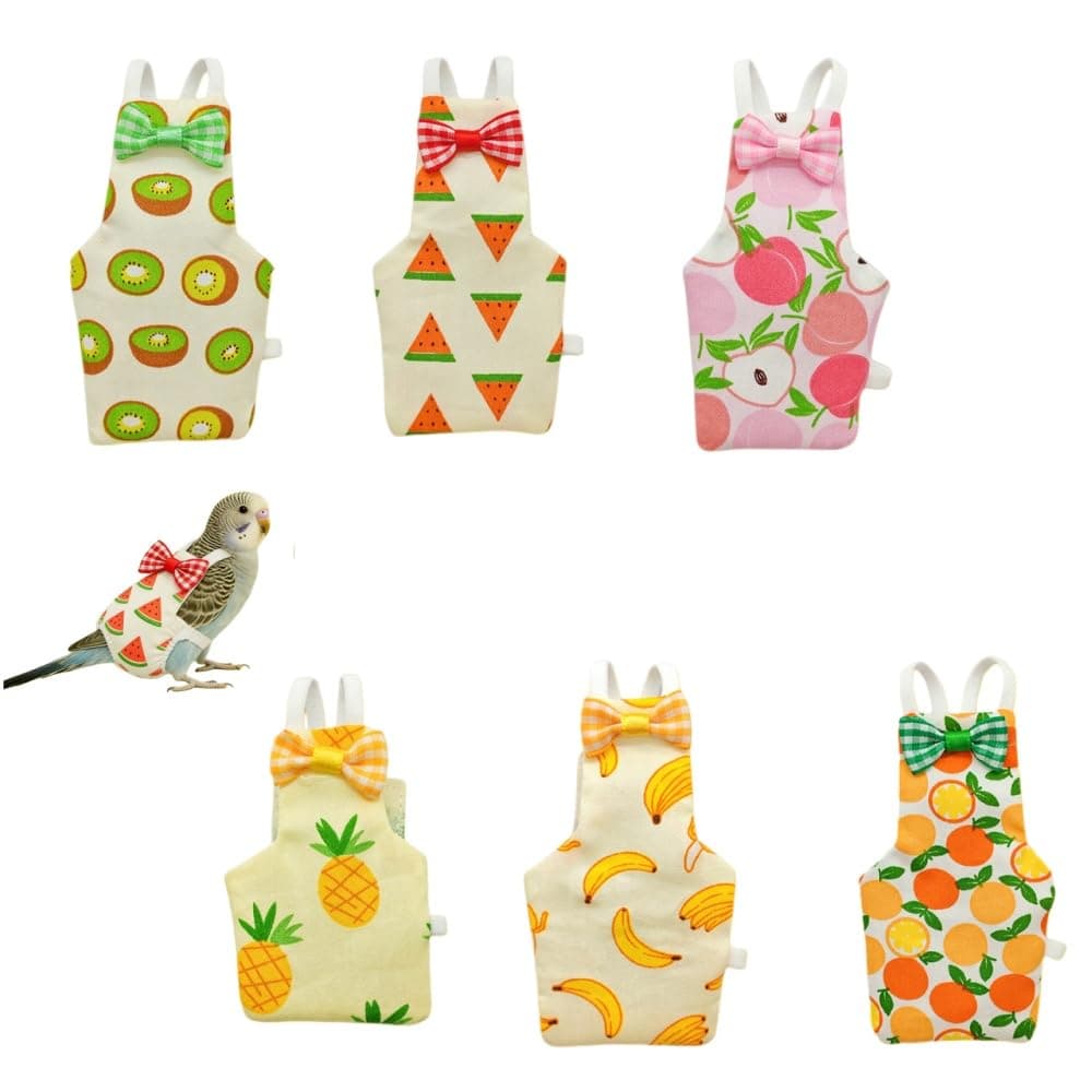 AkNebriax 6 Pcs Bird Diapers/Parrot Nappy Flight Suit - Washable & Reusable Small Bird Diapers with Waterproof Layer & Elastic Rope, for Budgies, Cockatiels, Parakeets, Mini Macaws（S）