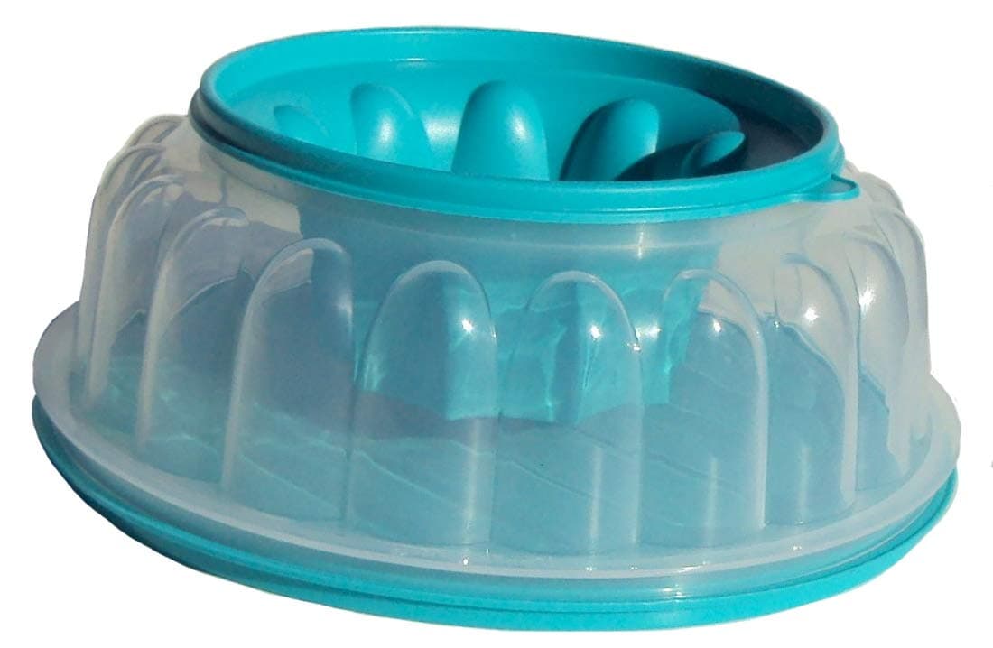 Tupperware 6 Cup Jello Jel Ring Dessert Mold Sheer and Aqua Blue