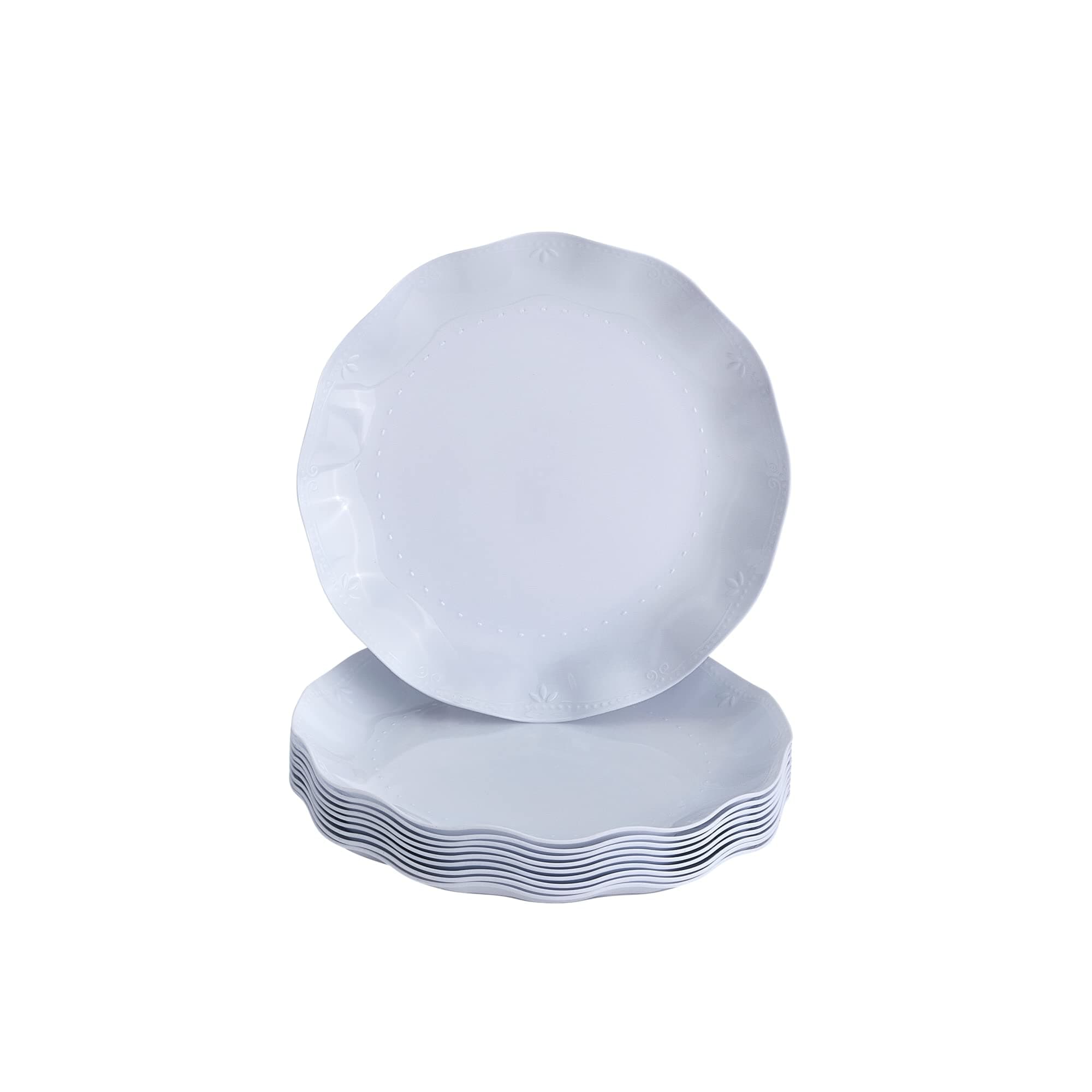 Disposable DINNERWARE Set, 10 Dessert Plates (Chateau - White | 6")