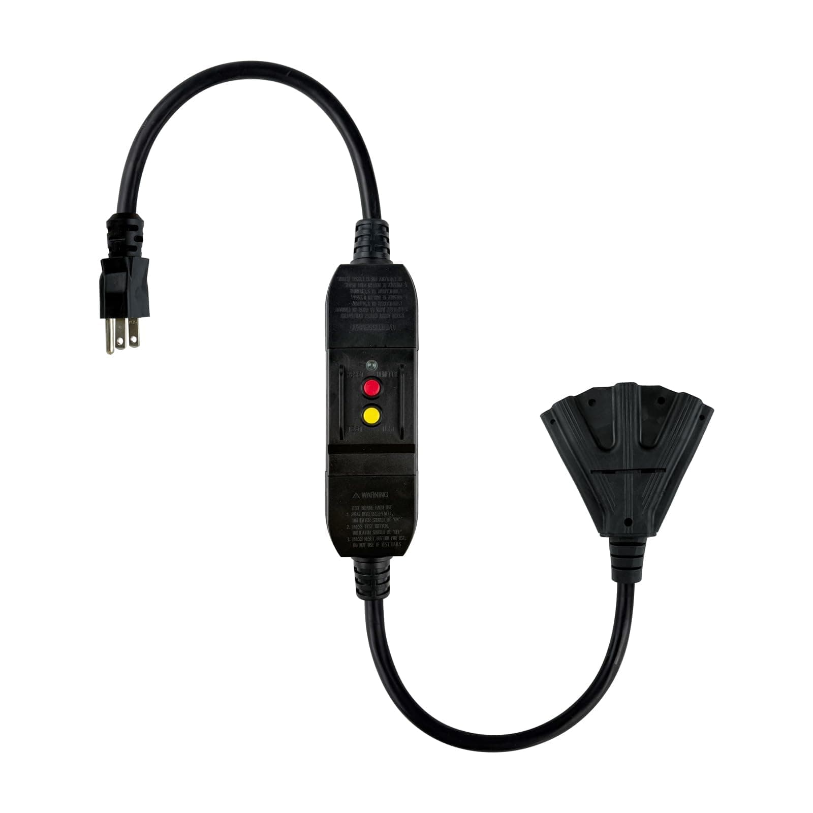 EP 3 FT GFCI Extension Cord with LED Lighted 3 Prong Grounded Plug, 12/3 Gauge Extension Cable with 3 Electrical Power Outlets for Multiple Appliances, Black