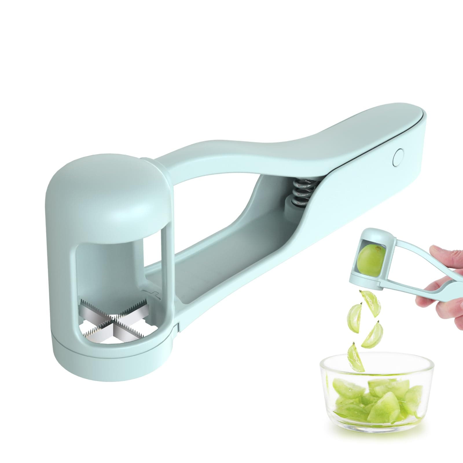 Luvan Grape Cutter for Toddlers Food Grape Slicer for Tomato Cherry Strawberry Cutter Tools Into 4 Pieces Sandwich Fruit Salad,Slicer Kitchen Gadget for Kids' Food Lunch Accessories-Blue
