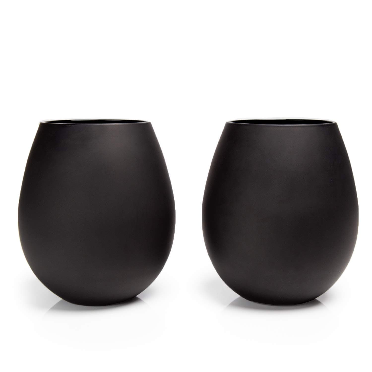 Big Betty Premium XL Stemless Jumbo Wine Glass Set - Oversized Wine Glasses Hold a Full Bottle of Wine or Champagne - Elegant 2-Piece Glassware Set - Matte Black