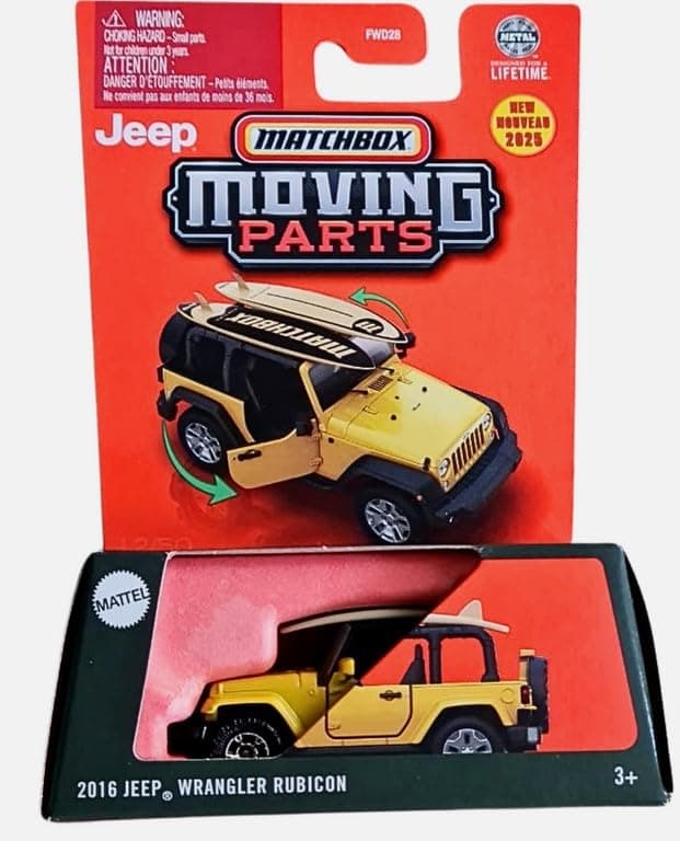 Matchbox Moving Parts 2016 Jeep Wrangler Rubicon, Yellow