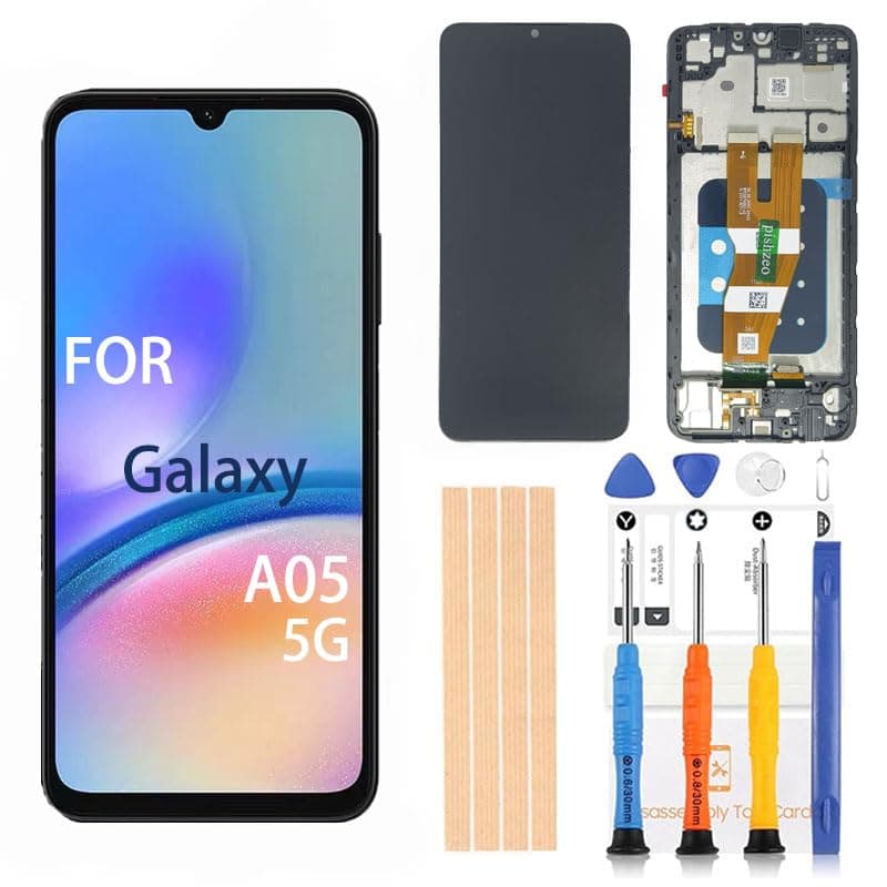 Pishzeo Original 6.7 inch LCD Digitizer for Samsung Galaxy A05 Screen Replacement SM-A055F, SM-A055F/DS, SM-A055M, SM-A055M/DS Touch Display, Full HD Digitizer Assembl (SM-A05 Sreen with Frame)