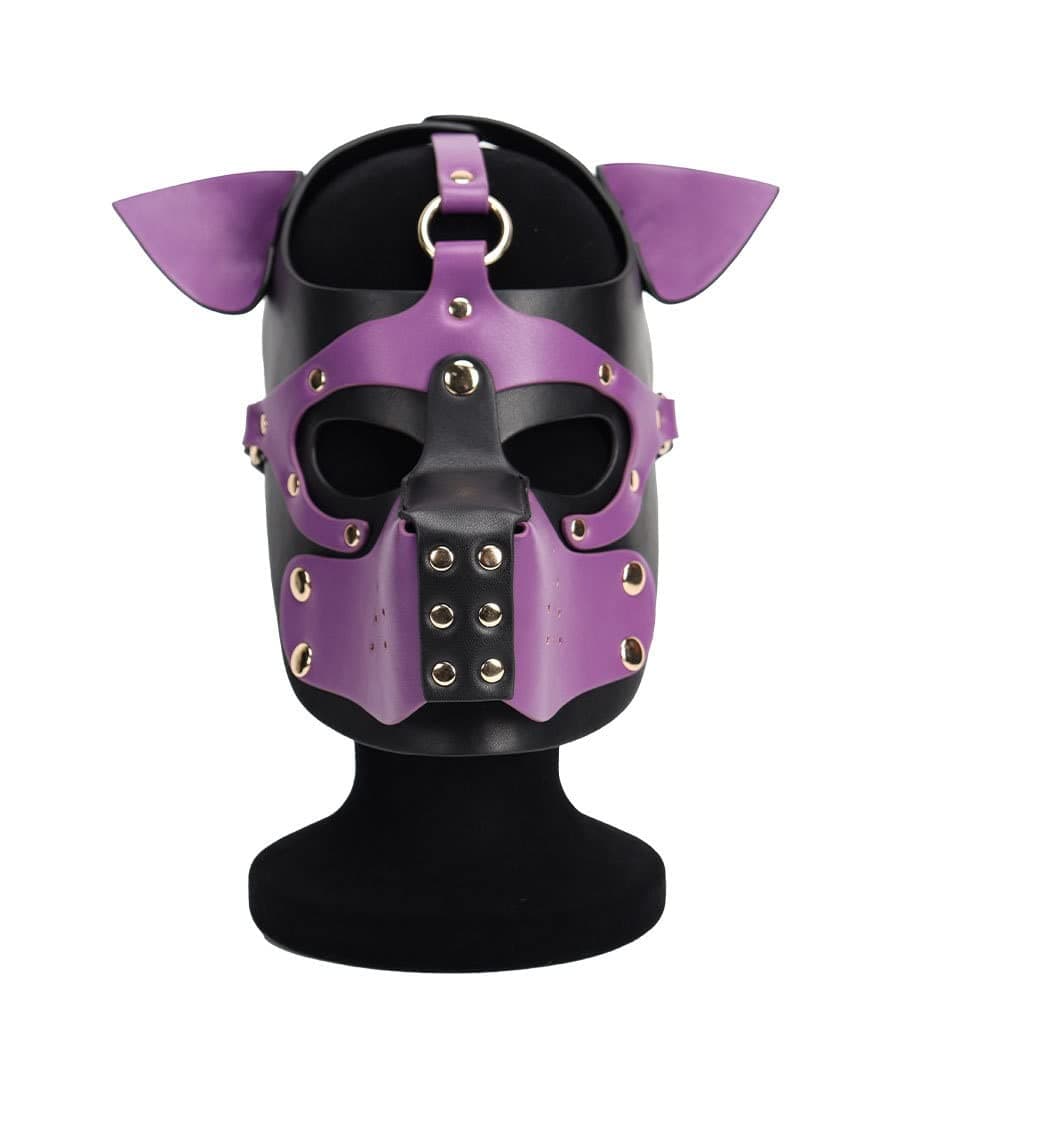 Neoprene Puppy Face Muzzle Dog Removable Full Face Pup Hood Mask Dog Hood Mask Face Head Mask Removable Mouth Cover (Purple)