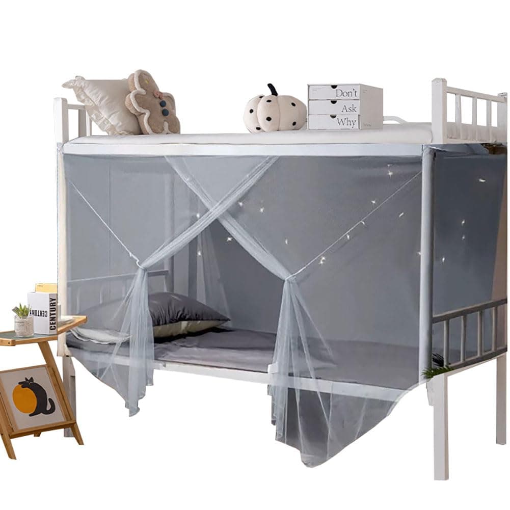 XGOPTS Dorm Home Bunk Mosquito Nets 4 Corner Post Students Dorm Bunk Canopy Mosquit Netting Curtains Mesh Bunk Bed Curtains Netting Canopy for Student Dormitory School College Bedroom Top Bottom