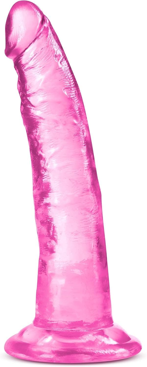 Eden 7” Transparent Small Dildo – Soft Realistic Suction Cup Penis, Harness Compatible for Hands Free Play - Beginner Dildo for Vaginal & Anal Stimulation – Adult Sex Toy for Women Men Couples - Pink