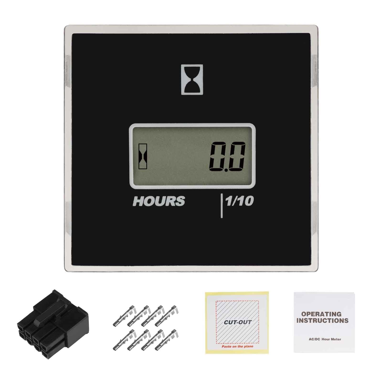 NInE-ROnG Hour Meter for Ride-On and Zero-Turn Mowers, Black