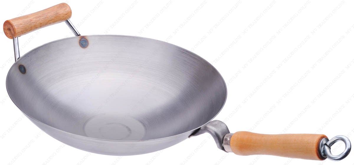 14 inch Carbon Steel Wok w/ Helper Handle (round bottom) USA made