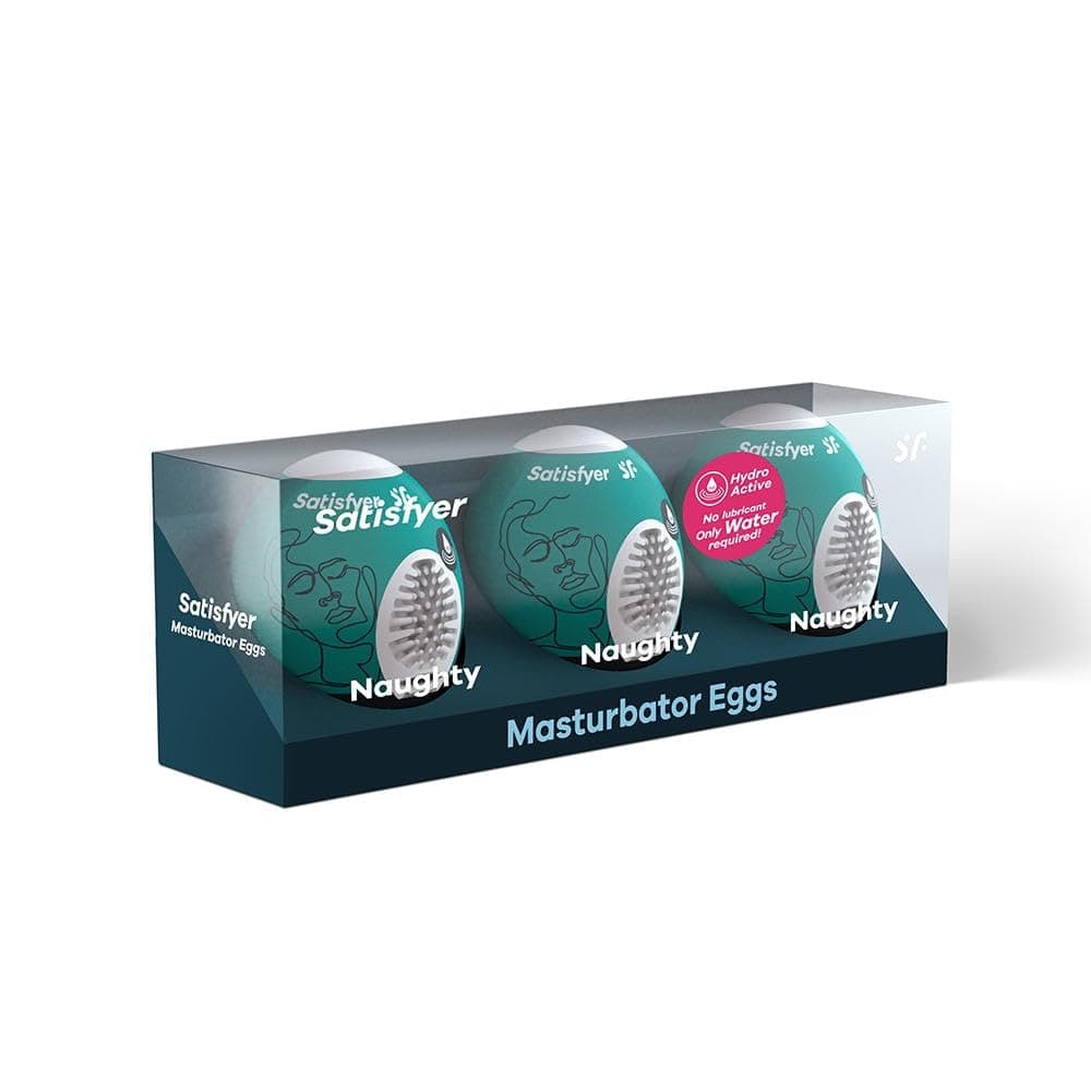 Satisfyer Masturbator Egg 3 Pack - Stroker for Male Masturbation, Portable Pleasure Sleeve, Super-Stretchy, No Lubricant Required, Disposable, Single-Use (Naughty)