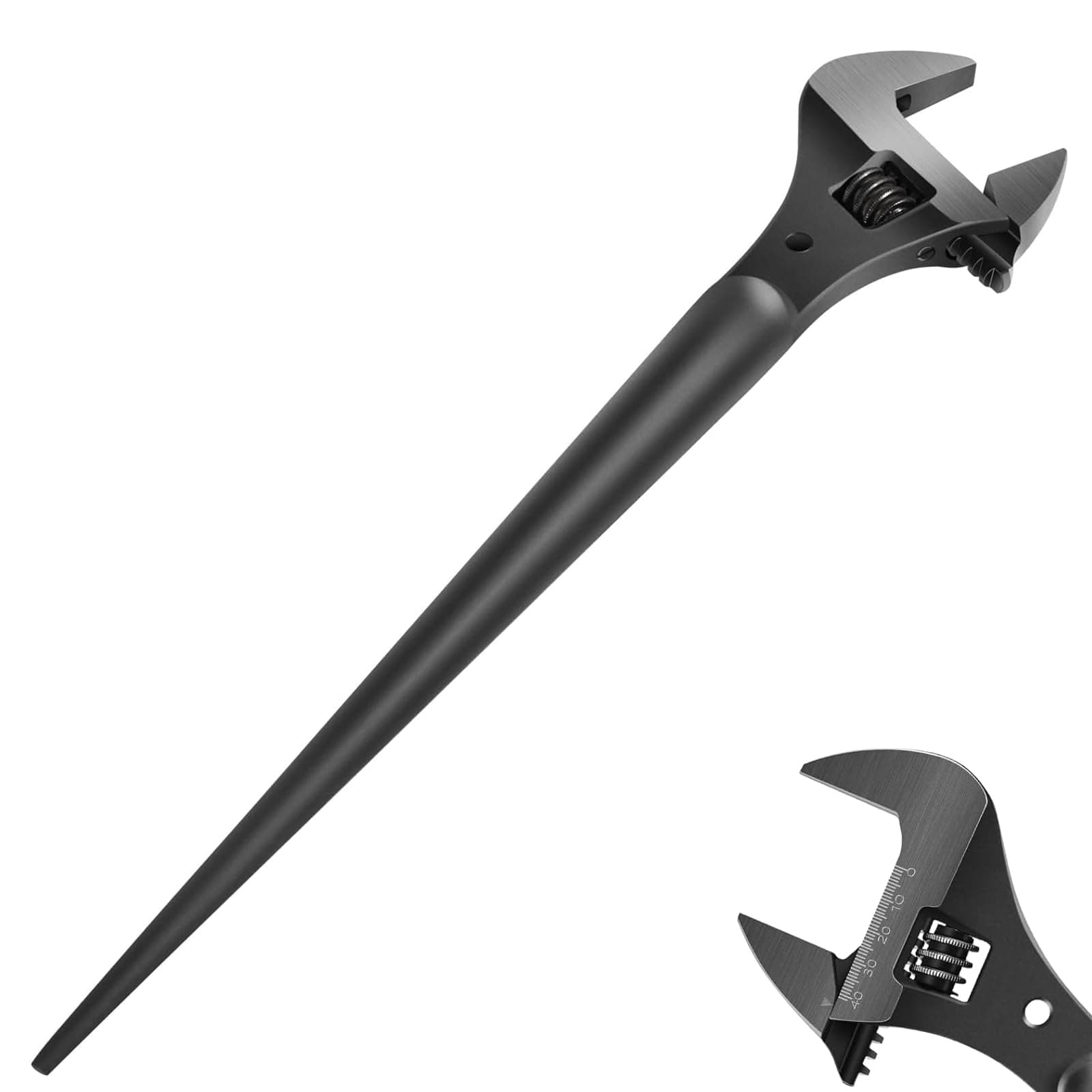 YCCOREE 3239 Extra Wide Adjustable Wrench, 16″ Overall Length, 1-5/8 Wrench Opening, Fits for Nuts & Bolts Up to 1″, with Tether Hole and Laser Metric Scale