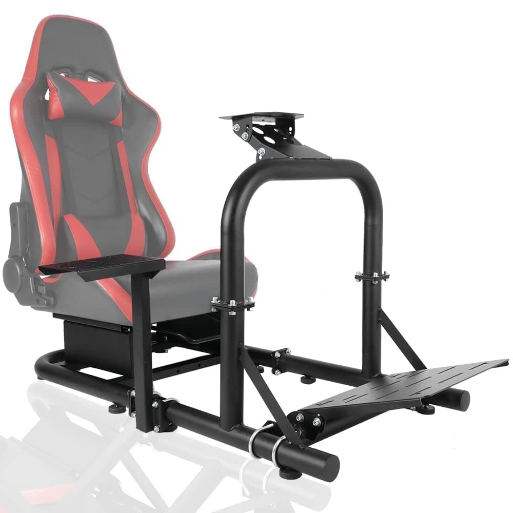 Marada Racing Simulator Cockpit Stable Frame Upgrade Racing Wheel Stand Adjustable Fit for Logitech G27 G29 G920, for Thrustmaster Without Wheel Pedals Seat and Shifter - 55 Edition