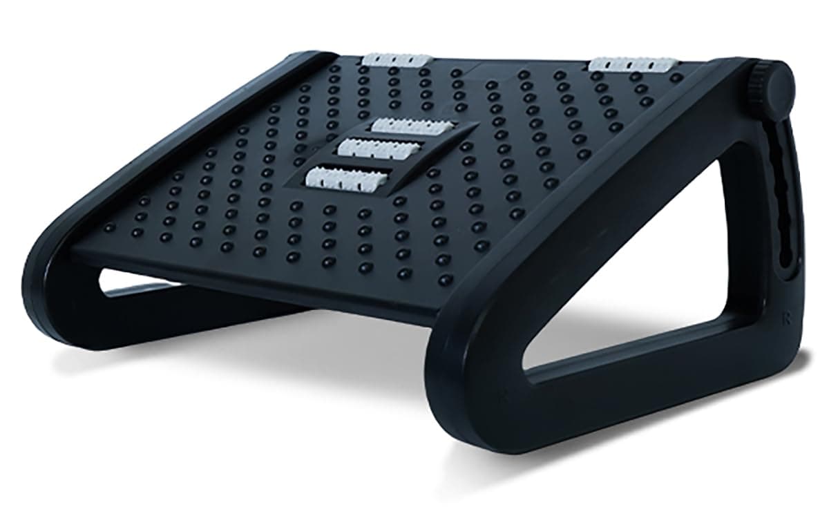 Duramex Foot Rest Footrest for Under Desk at Work, Foot Stools for Under Office Desk Ergonomic Adjustable Gaming Desk Footrest with 6 Heights, Manual Foot Massage Rollers, Home & Office Use