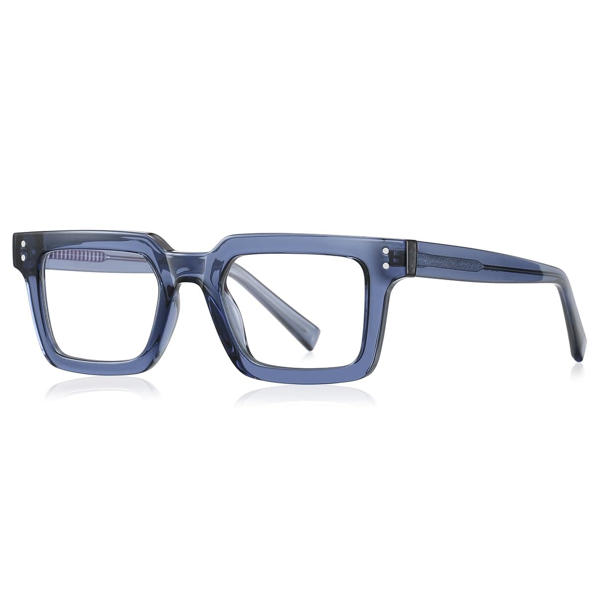 Anti Blue Light Glasses Women Korean Style Clear Lens Men Tr90 Acetate Temple Small Square Glasses Frame (grey blue frame)