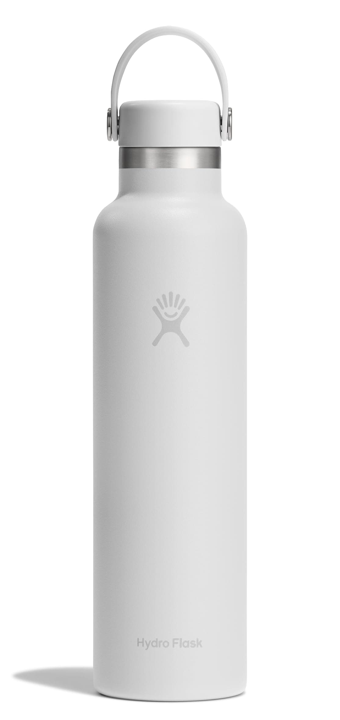 Hydro Flask Stainless Steel Standard Mouth Water Bottle with Flex Cap and Double-Wall Vacuum Insulation,Tonal White, 24 Ounces