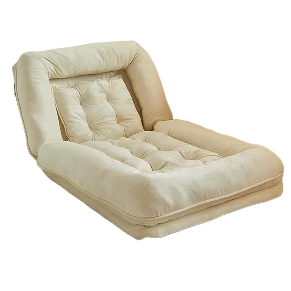 Sofa Bed Low Sofa Sofa seat Sofa Bed with Cushion Folding Layout Free high Rebound Single Floor Sofa Recliner 6 -Level Recliner 2 -Seater Fluffy and Fashionable (Beige, 200 * 90cm) (Beige 140 * 80cm)
