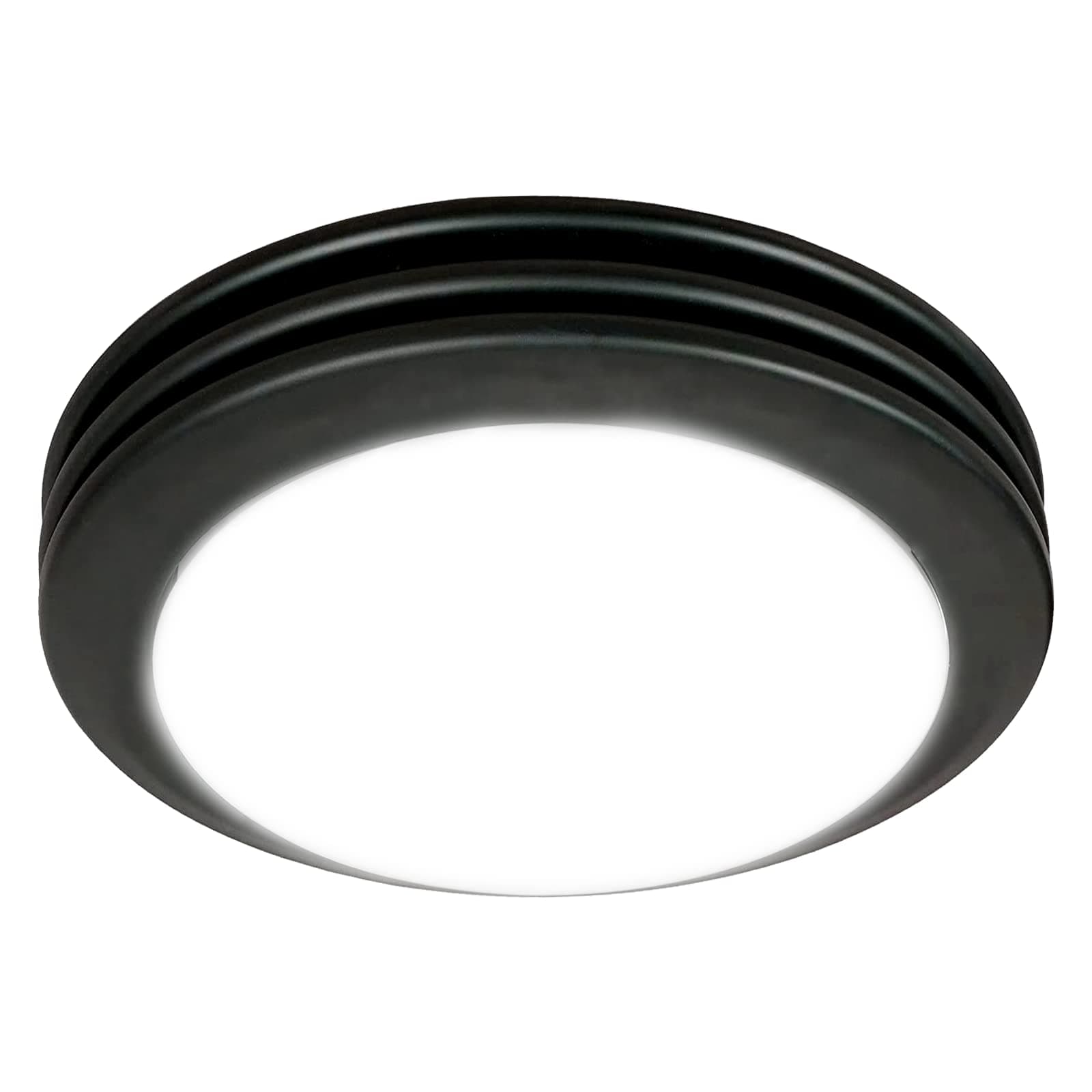 Akicon Ultra Quiet Bathroom Exhaust Fan with LED Light 80CFM 2.0 Sones Round Bathroom Ventilation Fan with Frosted Glass Cover Matte Black Finish (Matte Black)