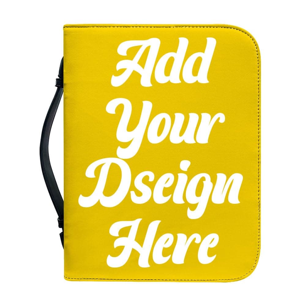 Jiposuhoe Personalized Bible Cover Design Your Own Photo Text Image Name Custom Book Case with Handle Customize PU Bible Covers Gifts Scripture Bag for Men and Women, Gold, L