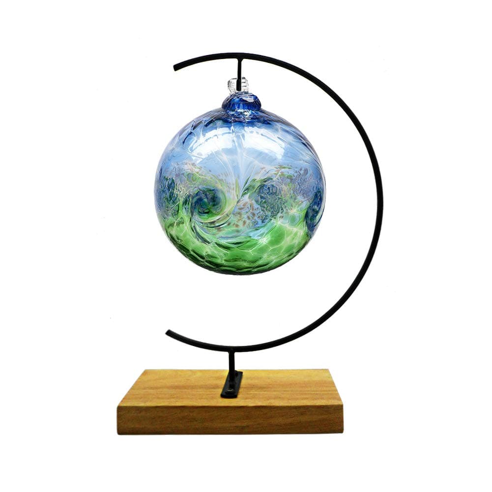 YY YEARCHY Ornament Display Stand Metal Stand Terrarium Air Plant Stand Flower Pot Holder Iron Pothook Stand for Hanging Glass Globe Ball (G rectangle wood)