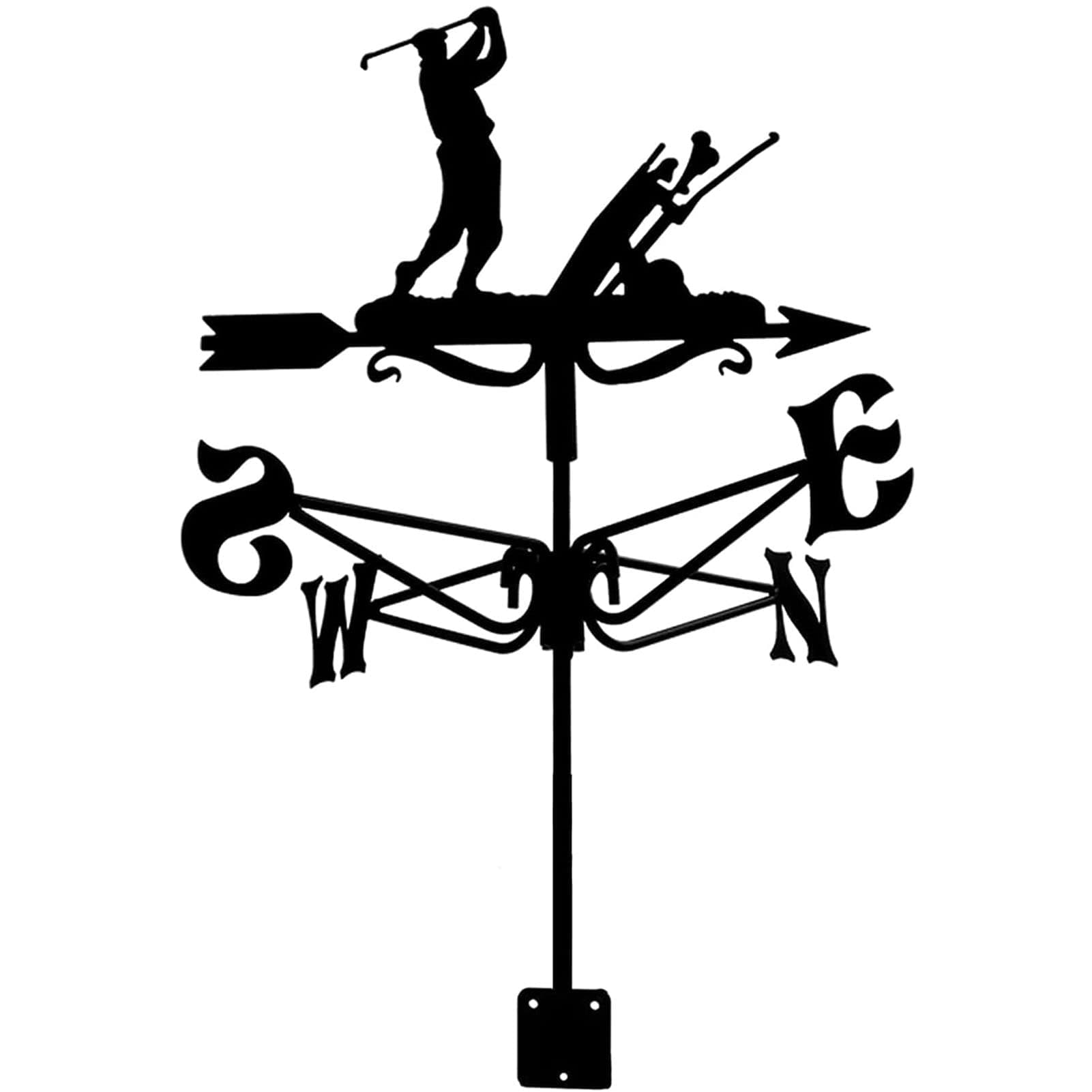 Golf Weather Vane Iron Art Metal Weathervane Retro Wind Vane Wind Direction Indicator Floor Nails and Wall Fixing for Garden Decoration and Yard Decoration
