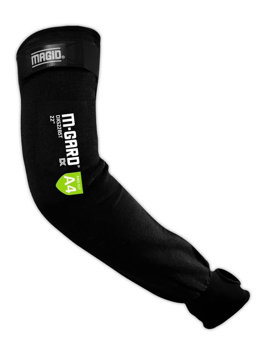 MAGID Cut Resistant Protective Arm Sleeves with Thumb Slot, 1 Pair, Black I Thumbslot: Yes, 22"