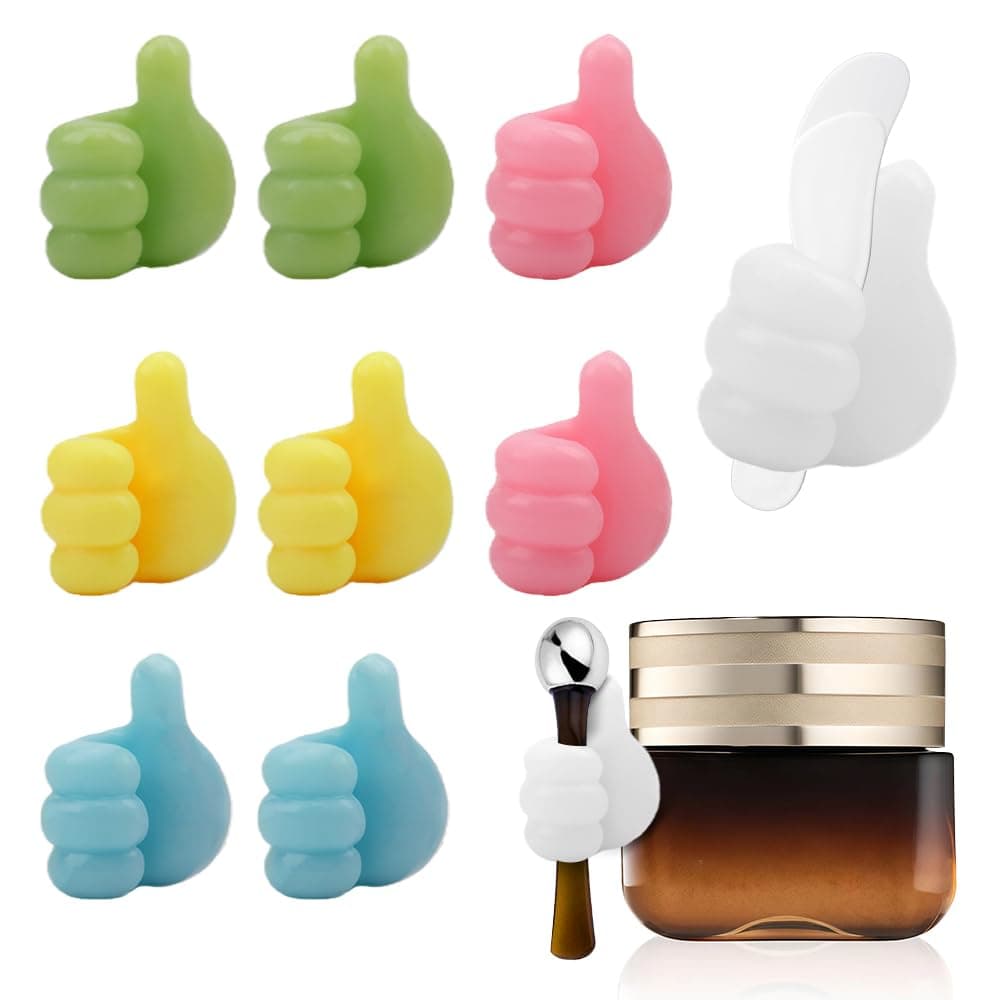 LIUZONGIN 10 Pcs Cream Spoon Holder Lip Brush Organizer Eye Cream Massage Stick Holder Spoon Holder Cute Thumb Shape