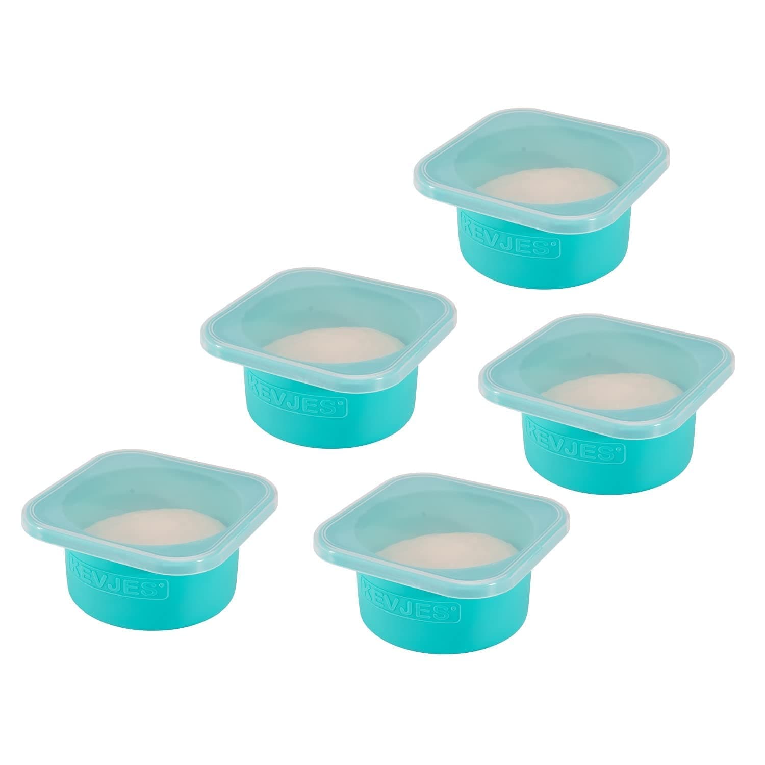 KEVJES 500ml Individual Dough Storage Vessels with Airtight Lid – Ideal for Neapolitan Pizza Round Dough Ball Cold Fermentation, Food Grade Silicone, Freezer & Dishwasher Safe – 5 Pack (Blue)