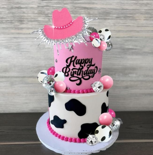 Nenluny 21pcs Pink Cowgirl Cake Toppers for Western Cowgirl Birthday Party Decoration Supplies