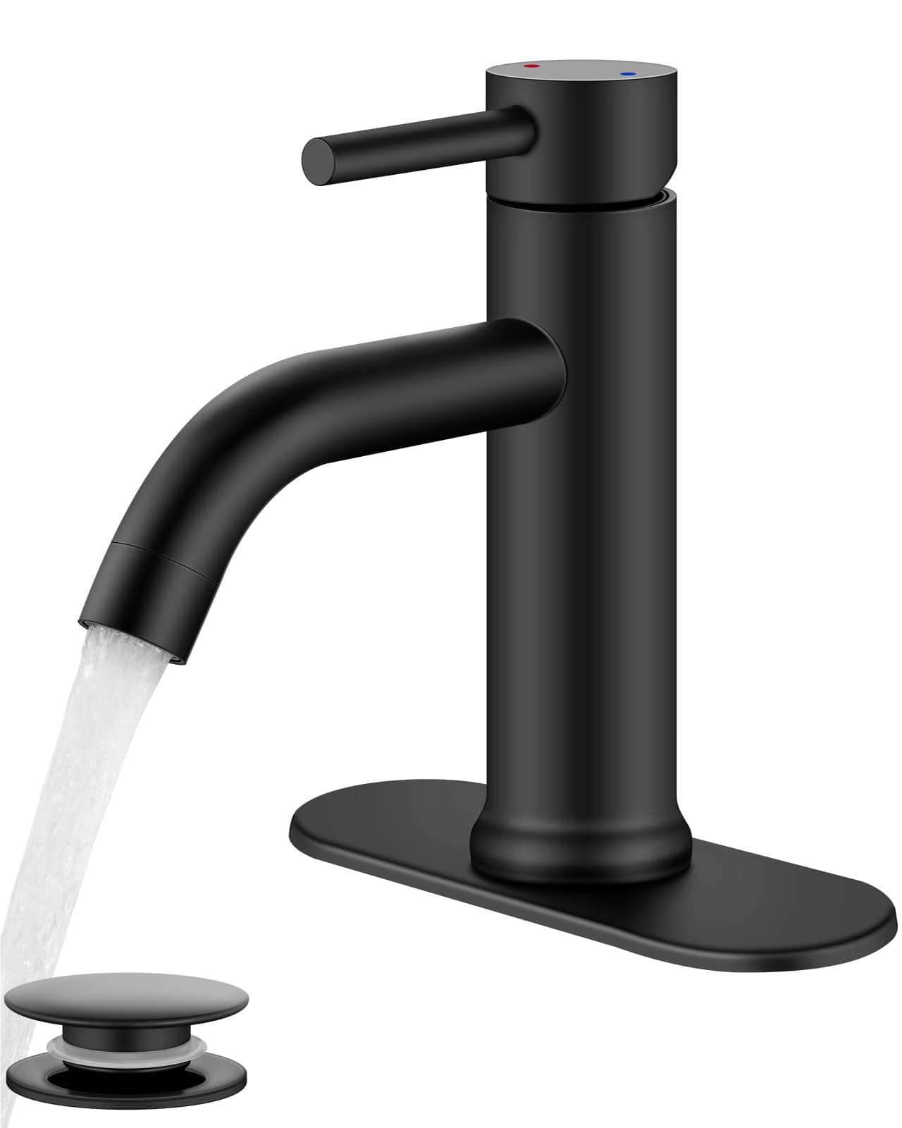Matte Black Bathroom Faucet,Single Handle Vanity Faucet for 1-or 3-Hole