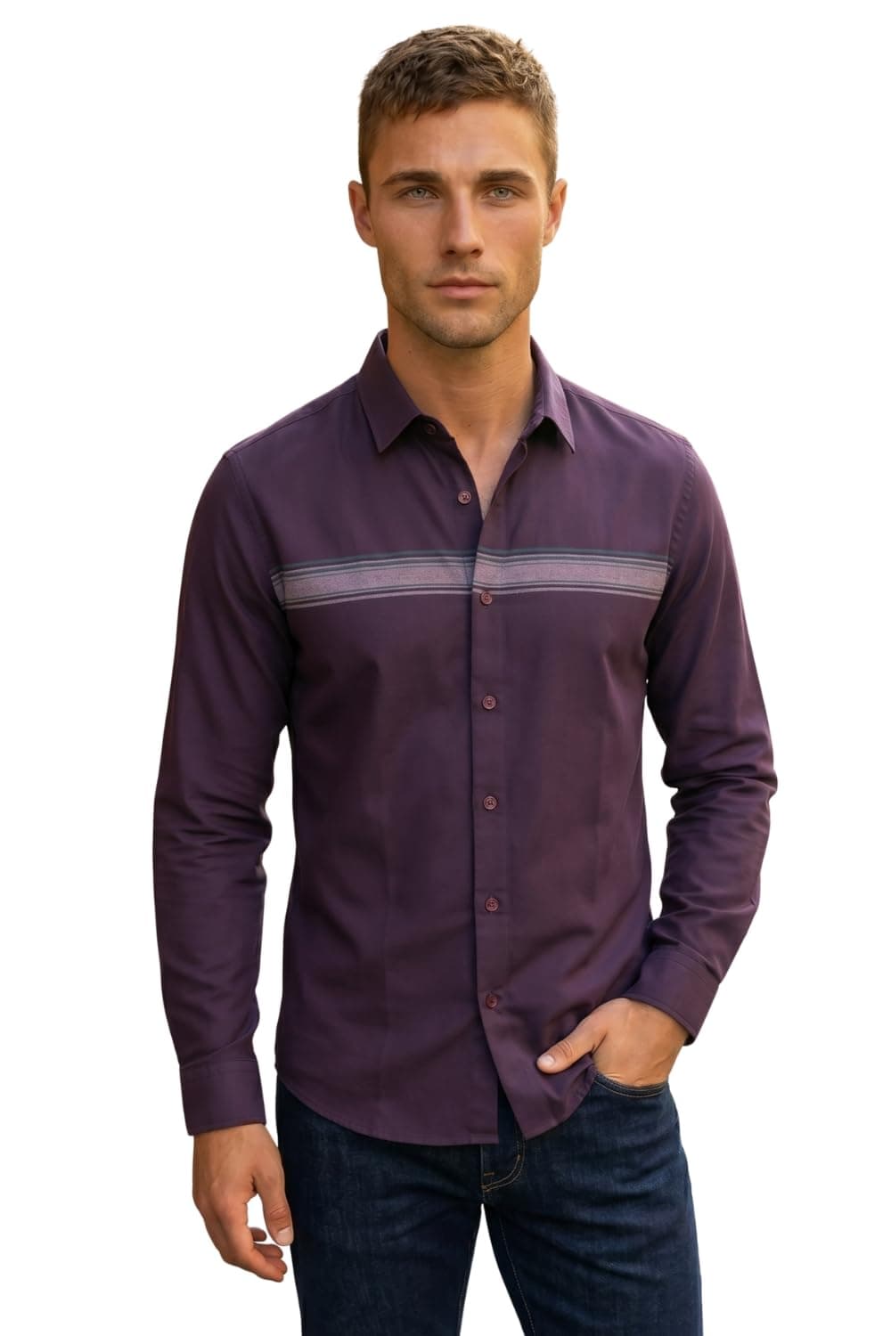 Louis Philippe_Mens_Slim Fit_Magenta_Shirt_LYSFCSLPJ12586_40