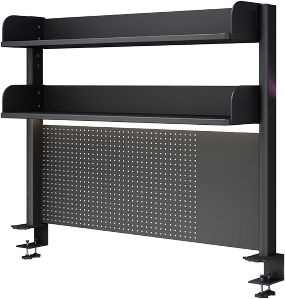 GJVBGA Clamp On Desk Organizer Shelf, Desk Extender Pegboard Workstation,Computer Desk Accessories for Office, Privacy Panel for Gaming Desk(Size:100×95cm)