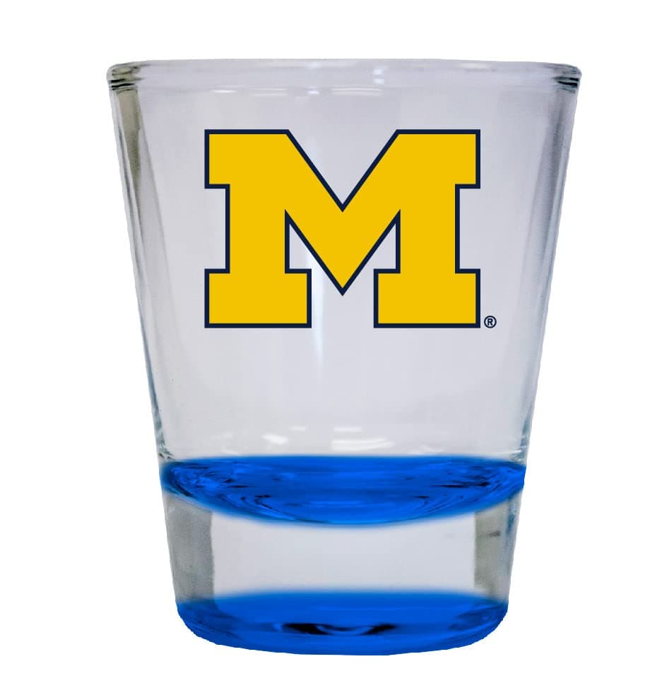 R and R Imports Michigan Wolverines 2 ounce Color Shot Glasses Blue