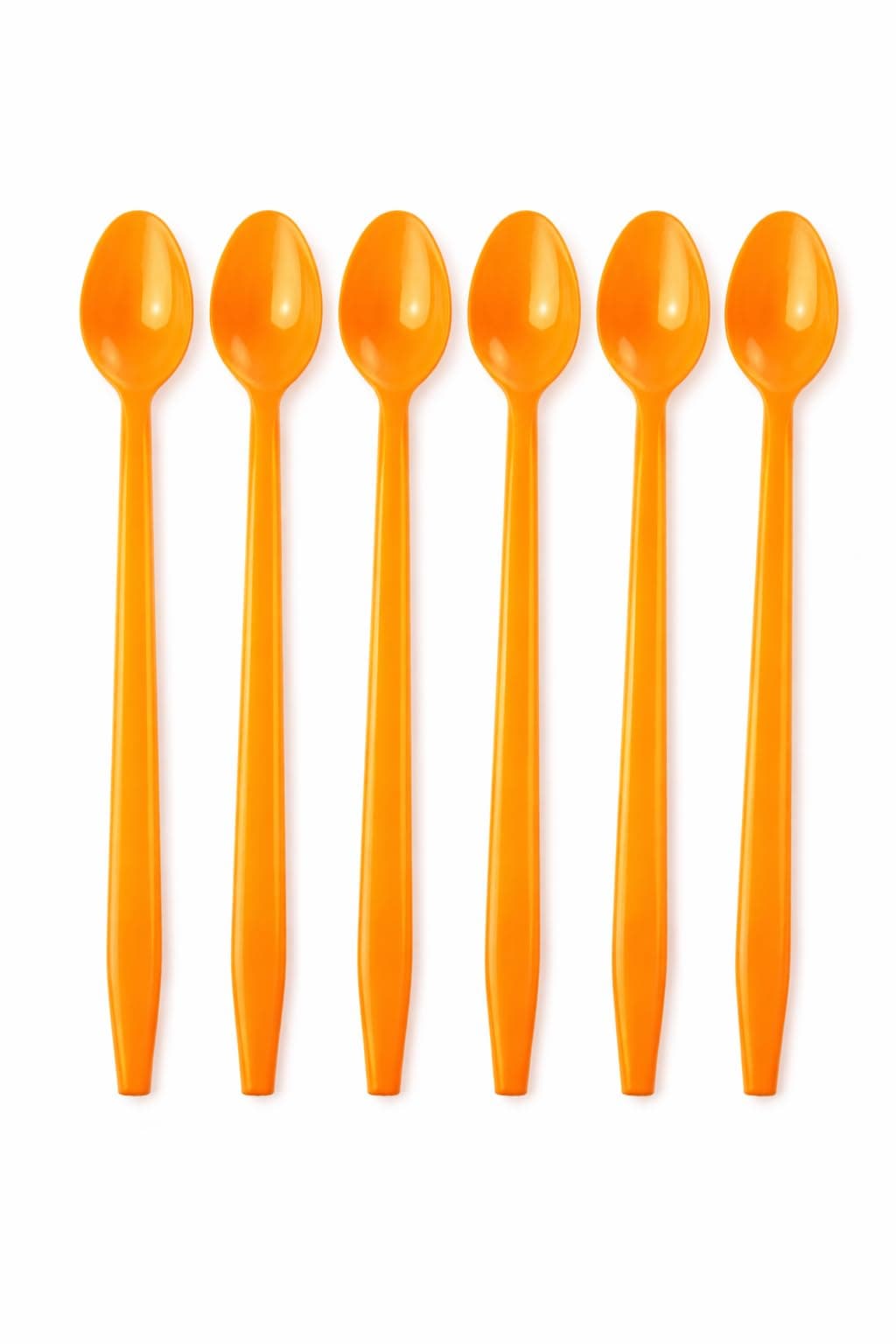 Heyiwell 7.8" Orange Long Plastic Spoons – Disposable Utensils for Soda, Sundaes, Milkshakes, Tea, Floats, Cocktails, Yogurt & Frozen Desserts, 100 Count