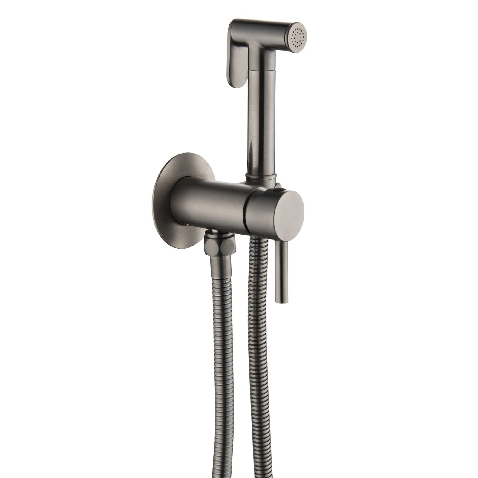HandheldSprayer for Toilet Brass Baby Cloth Diaper Sprayer for Hot and Cold Water Portable Hand Held ToiletSprayer Head, withHose, for Feminine Wash, Pet Washing,Chrome(Gun Gray)