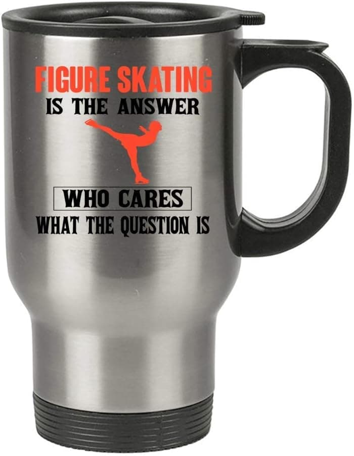 Dexton Jayda Humorous Gift Idea Winter Sports Travel Mug Figure Skating Is the Answer Travel Mug Stainless Steel Silver, 14 Oz 84959