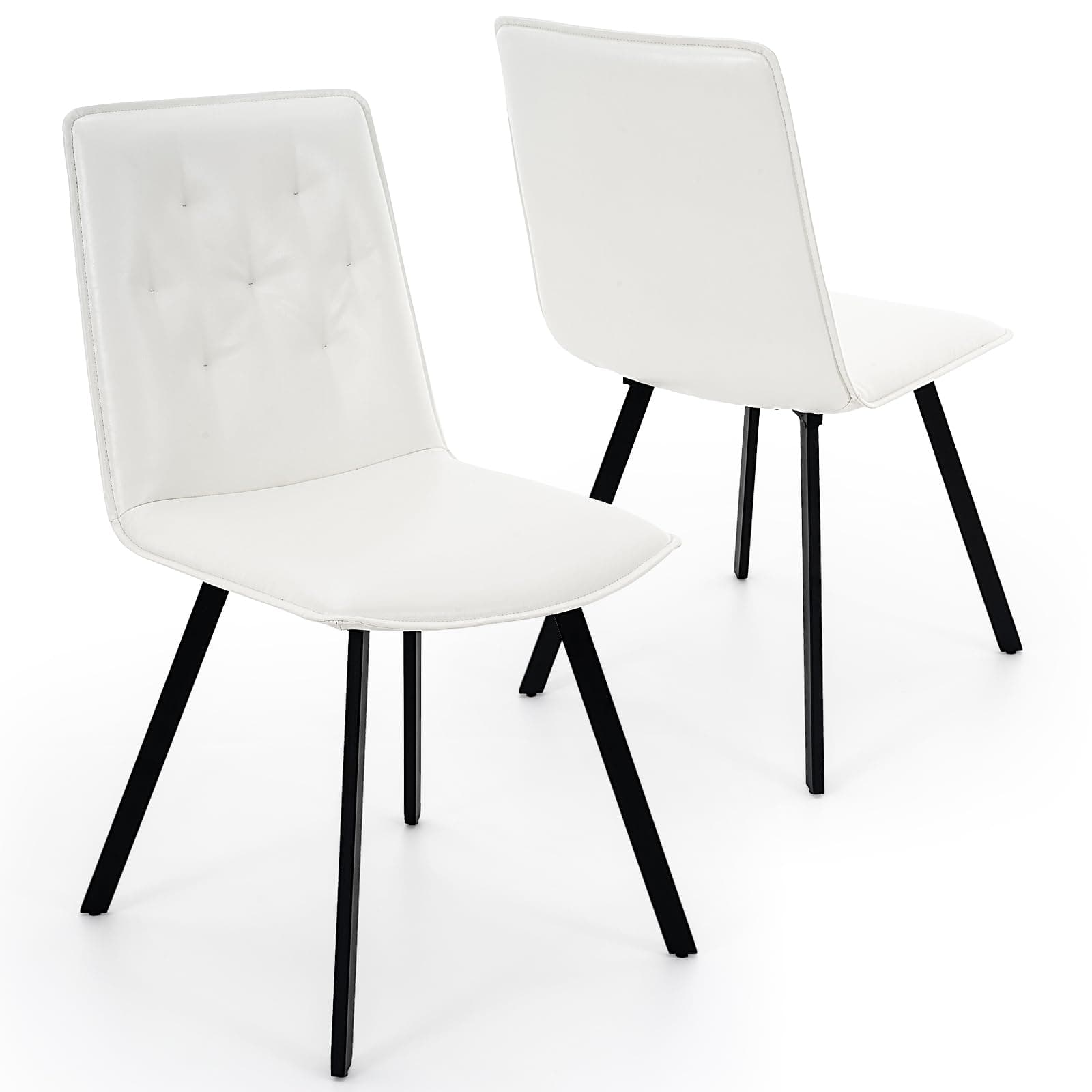 Brage Living Dining Chairs Set of 2, PU Leather Kitchen Chairs Pearl White