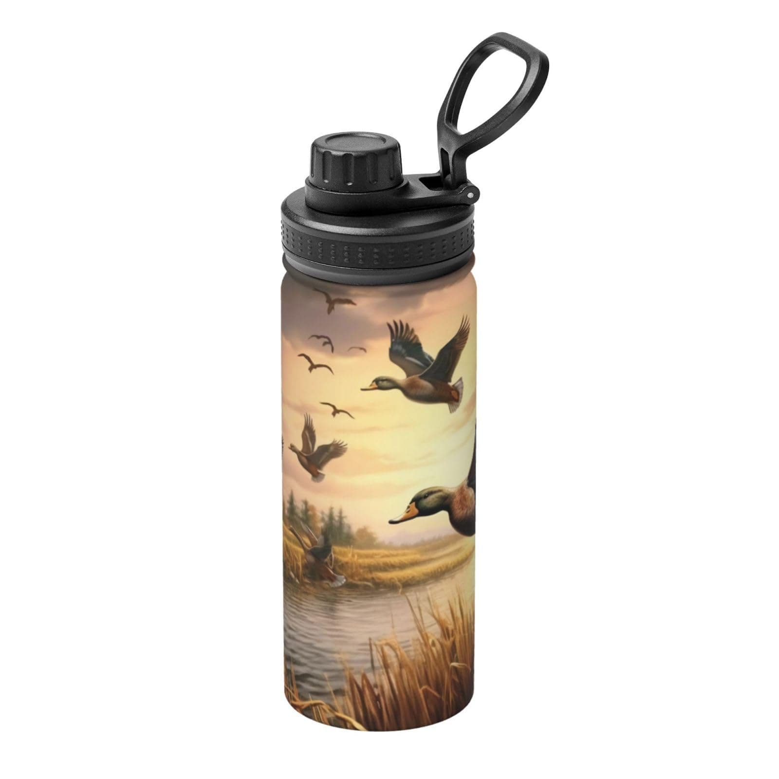 KIROJA Hunting Flying Mallard Ducks 18oz Sports Insulated Water Bottle Stainless Steel Kettle Portable Cup For Gym Outdoor Sports