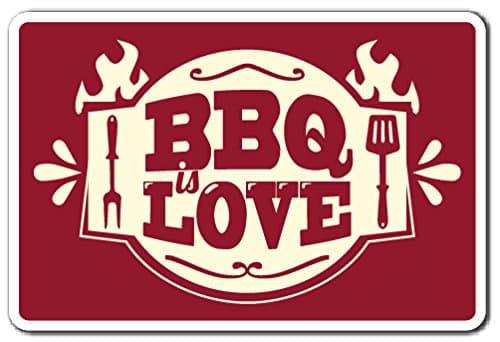 BBQ Love Aluminum Sign Summer Food Party Grill Barbeque Grill Chef Cook | Indoor/Outdoor | 10" Tall