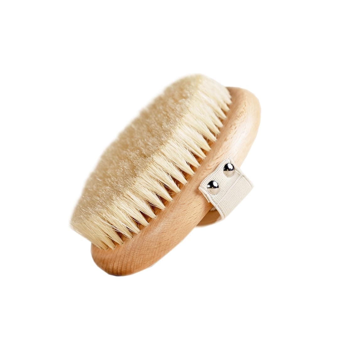 de La Heart Body Brush with No-Slip Strap | Dry Brushing Tool for Skin Exfoliation & Radiance | Natural Bristles for Smooth, Glowing Skin | Lymphatic Drainage & Circulation Massage Brush