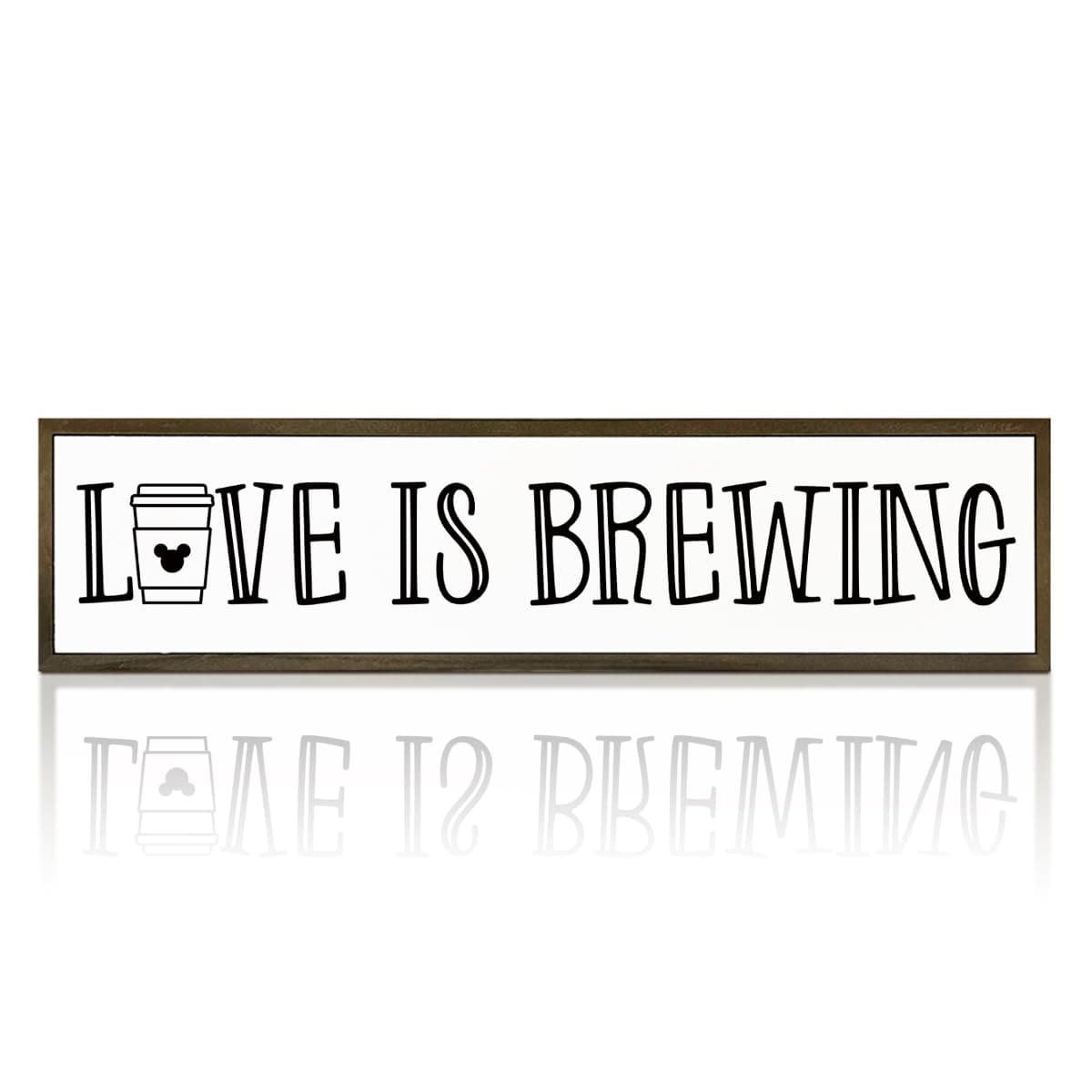 Coffee Decor Sign, Love Signs for Home Kitchen Decor, Coffee Station Decors for Wall, Cafe Decoration, Rustic Wooden Hanging Signs, Love is Brewing Sign, 17.8x4x1.2 inches