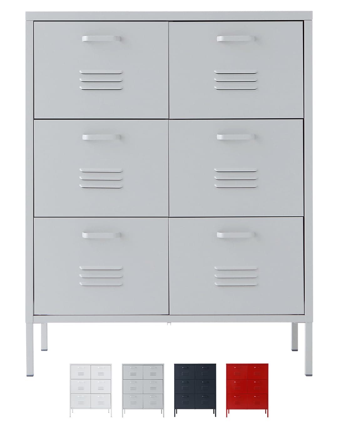 MARKETB 6-Drawer Steel File Cabinet, 31.5x15.7x40 in, Letter, Light Gray