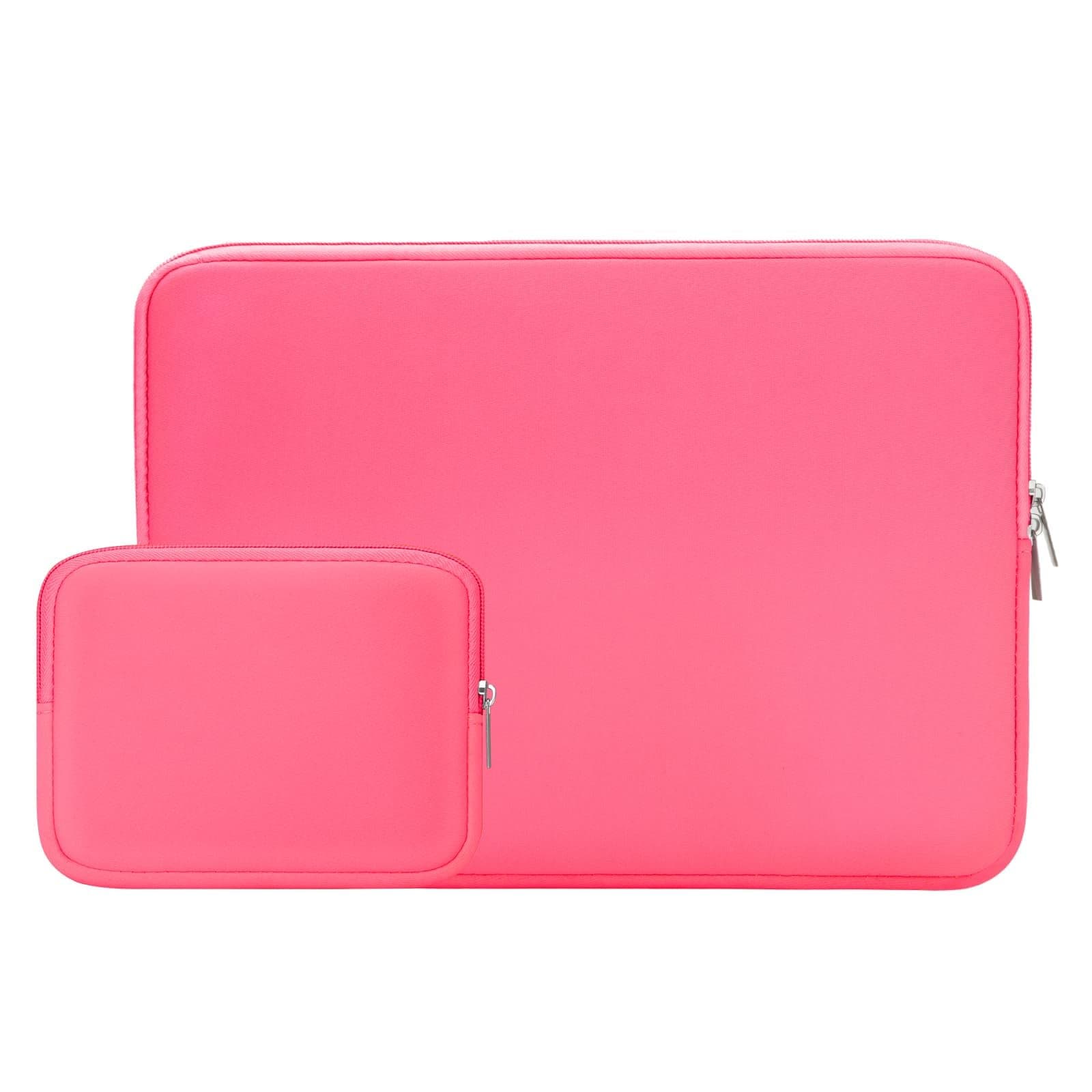 RAINYEAR 15.6 Inch Laptop Sleeve Case with Accessories Pouch, Bright Pink