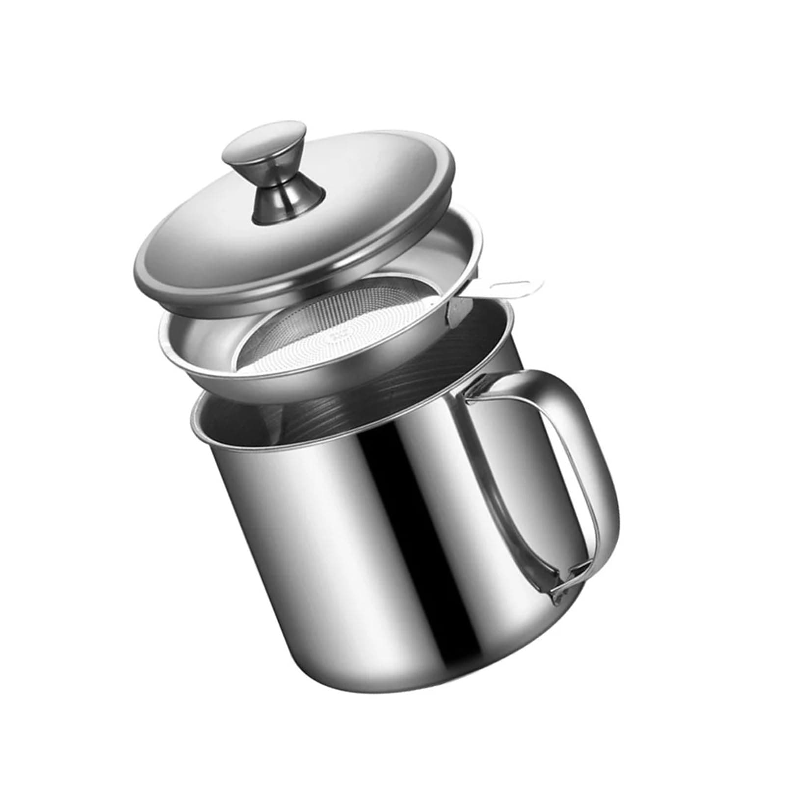 Stainless Steel Grease Filter Oil Soup Separator Convenient Multipurpose Oil Filter Pot Suitable for Home Kitchen Gadgets Silver