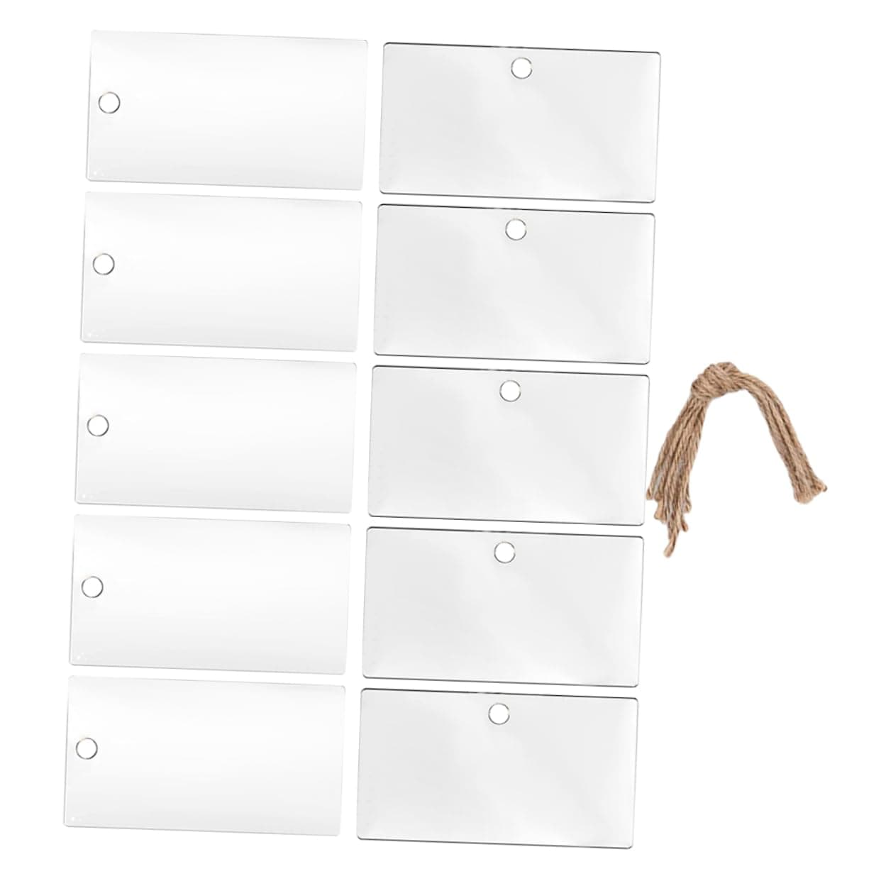 Parliky 10pcs Acrylic Blank Labels for Decorating Removable Tags with Jute Rope for Pantry Bins Storage Baskets and Unique Craft Projects Versatile Hanging Decoration