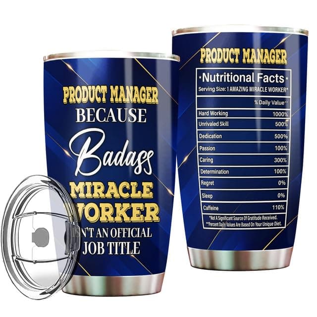 MONIZILUCKY Product Manager Tumbler Stainless Steel 20oz With Lid, Gifts Bulks For Office Women Men Work Friends Coworker, Driking Coffee Cup For Birthday Christmas