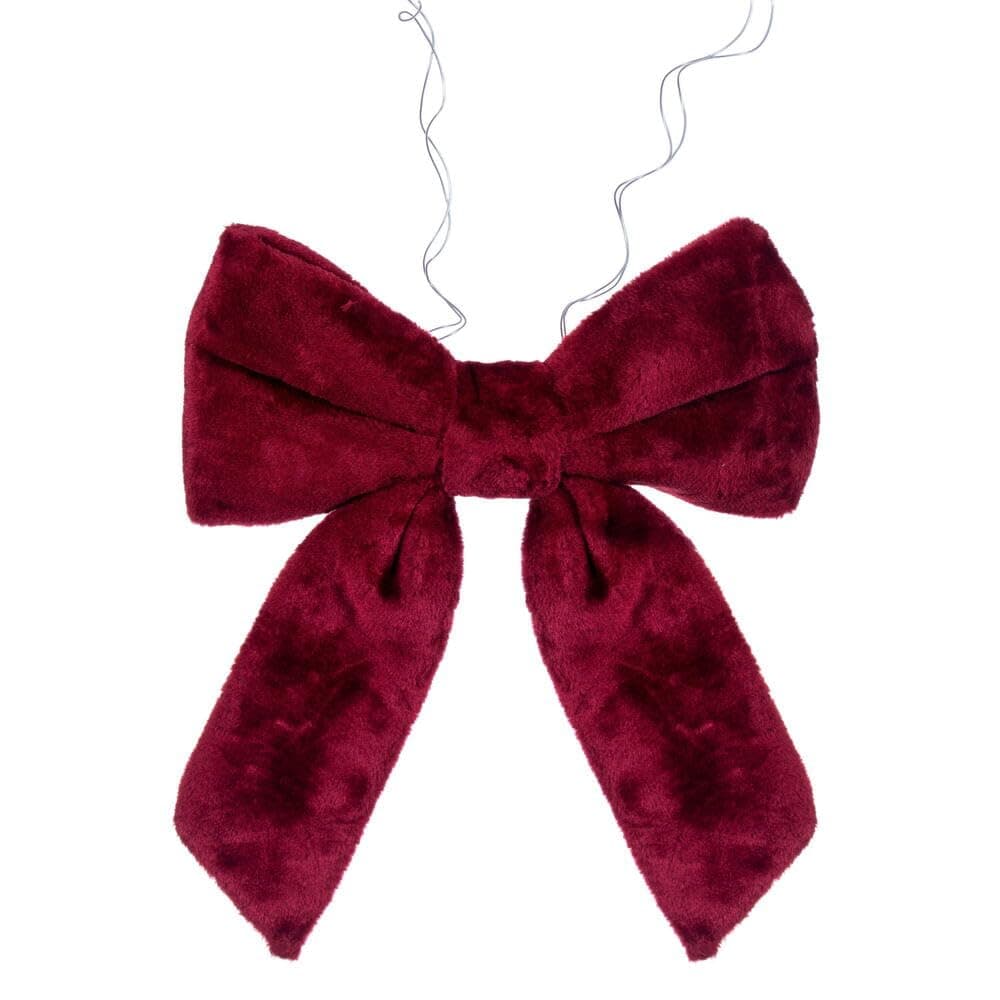 Vickerman 12" x 15" Burgundy Faux Fur Bow. Festive Christmas Decor and it is Ready to Hang.