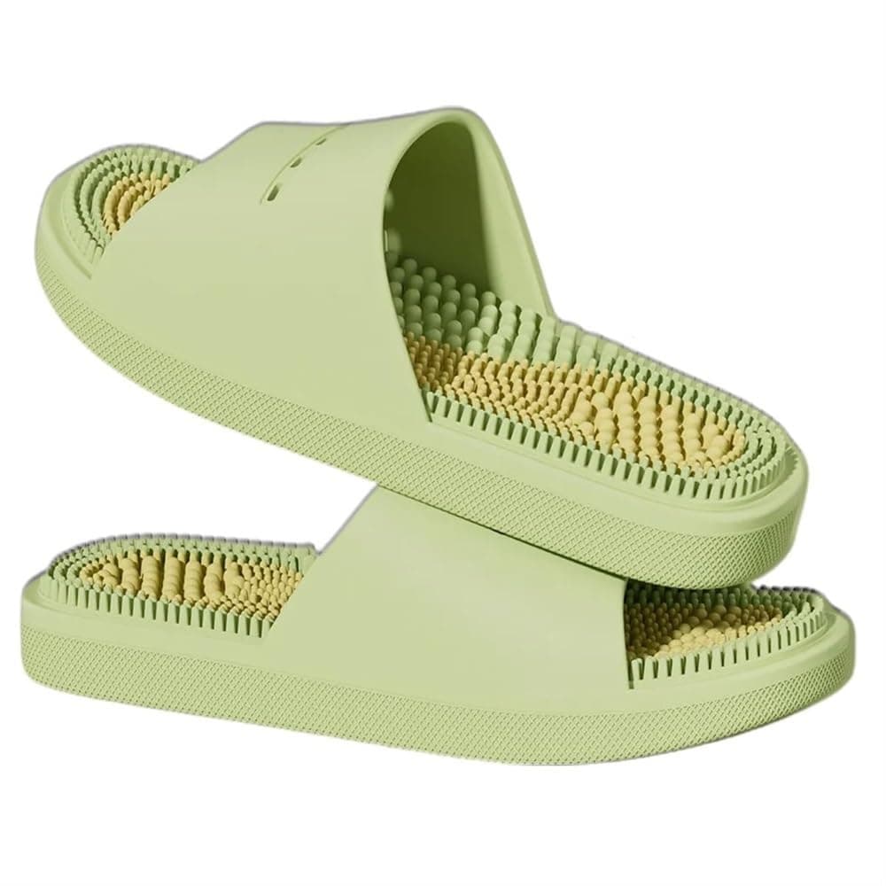 HONGFSM Reflexology Massage Slippers Men Women Acupressure Foot Open Toe Sandals Summer Couples Home Shower Shoes Relieves Nerve Tension and Pain in The Feet(Green,5.5/6)
