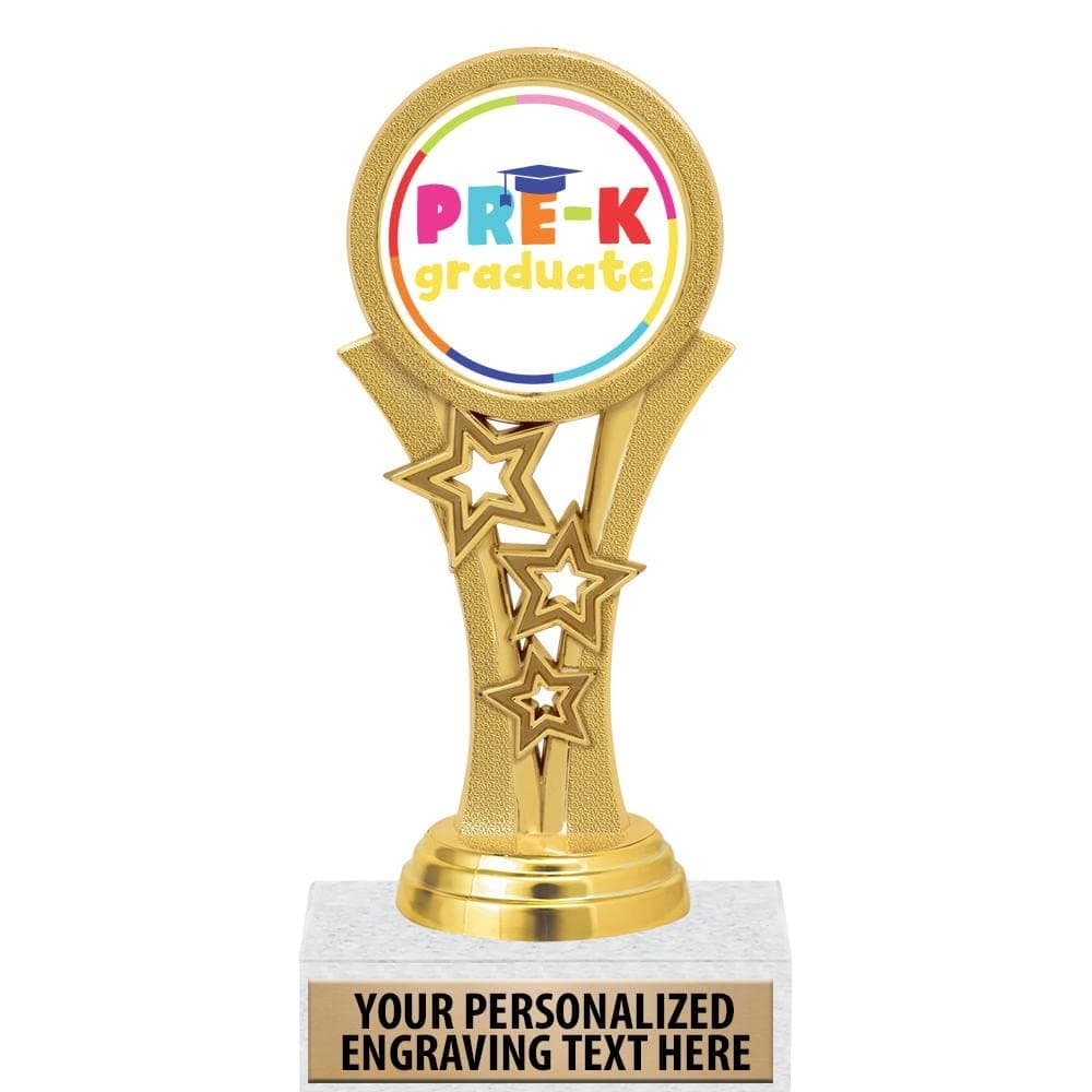 Crown Awards Graduation Trophy - 6" Gold Starbeam Preschool Graduate Pre-K Personalized Award 20 Pack