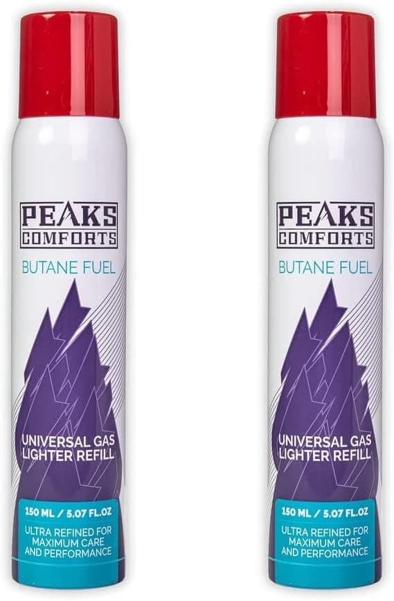 Peaks Comforts Butane Fuel, Butane Refill for Kicthen Torch, 150 ml, Pack of 2