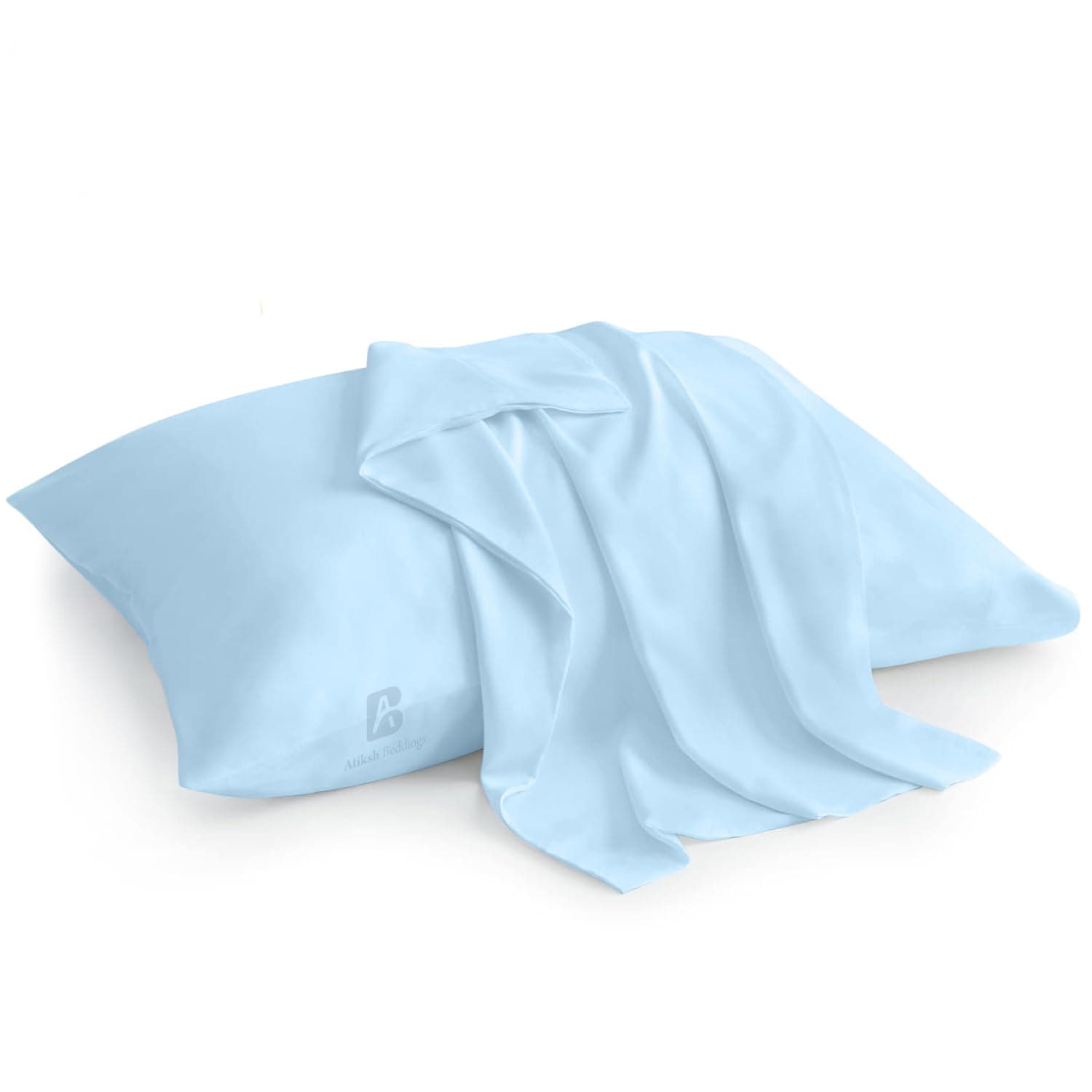 Atiksh Beddings Toddler Pillow Case 100% Egyptian Cotton Kids Pillow Case with Envelope Closure Set of 2 Soft Travel Pillow Cover of 500 Thread Count (Light Blue, 12x16 inches)